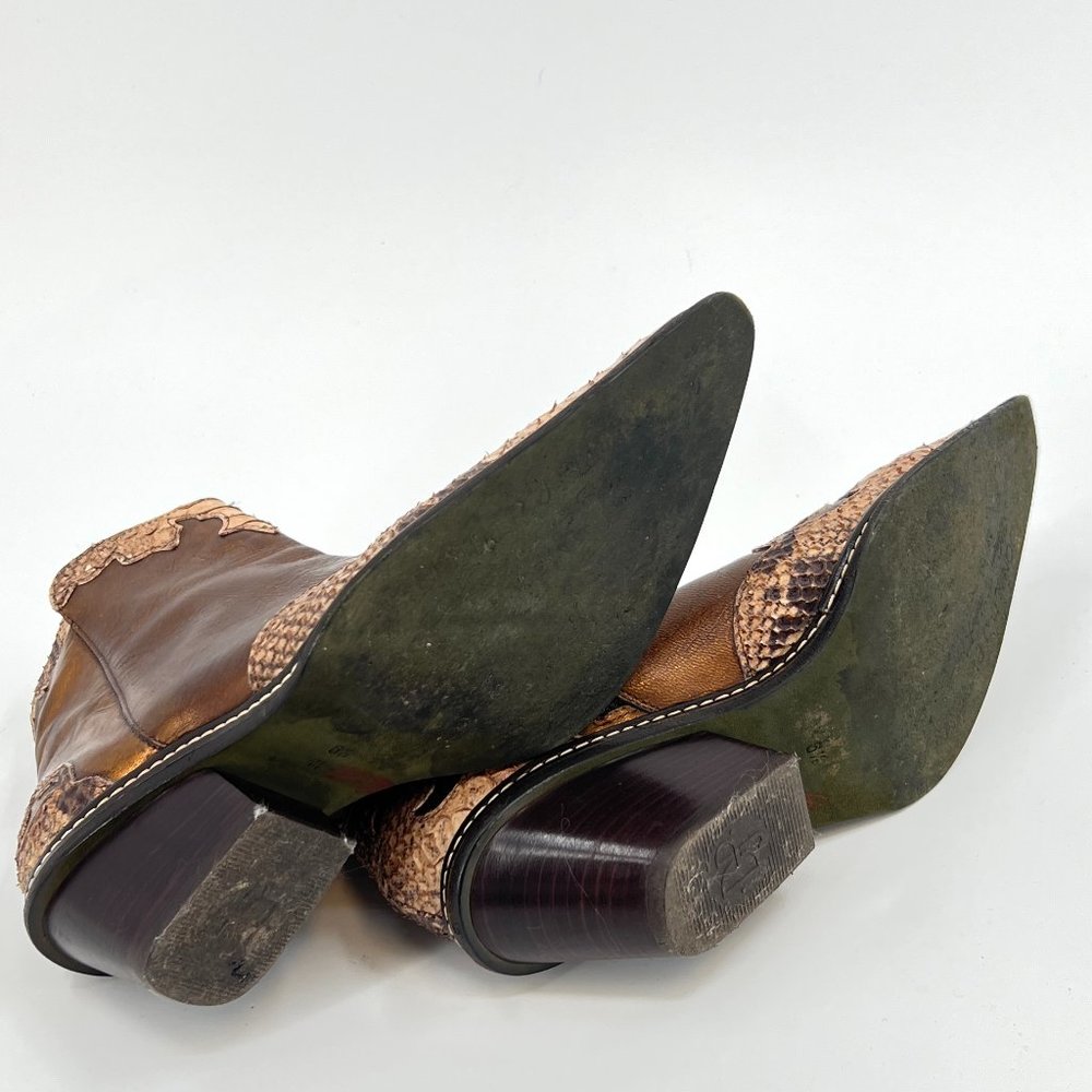 Donal J Pliner Leather Snake Like Embossed Western Boots - Picture 6 of 7
